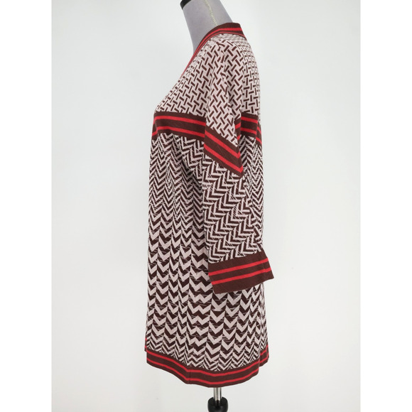 Zozo Sweater Womens Medium Gray Red Brown Open Cardigan Long Sleeve Boho Hipster - Picture 10 of 14